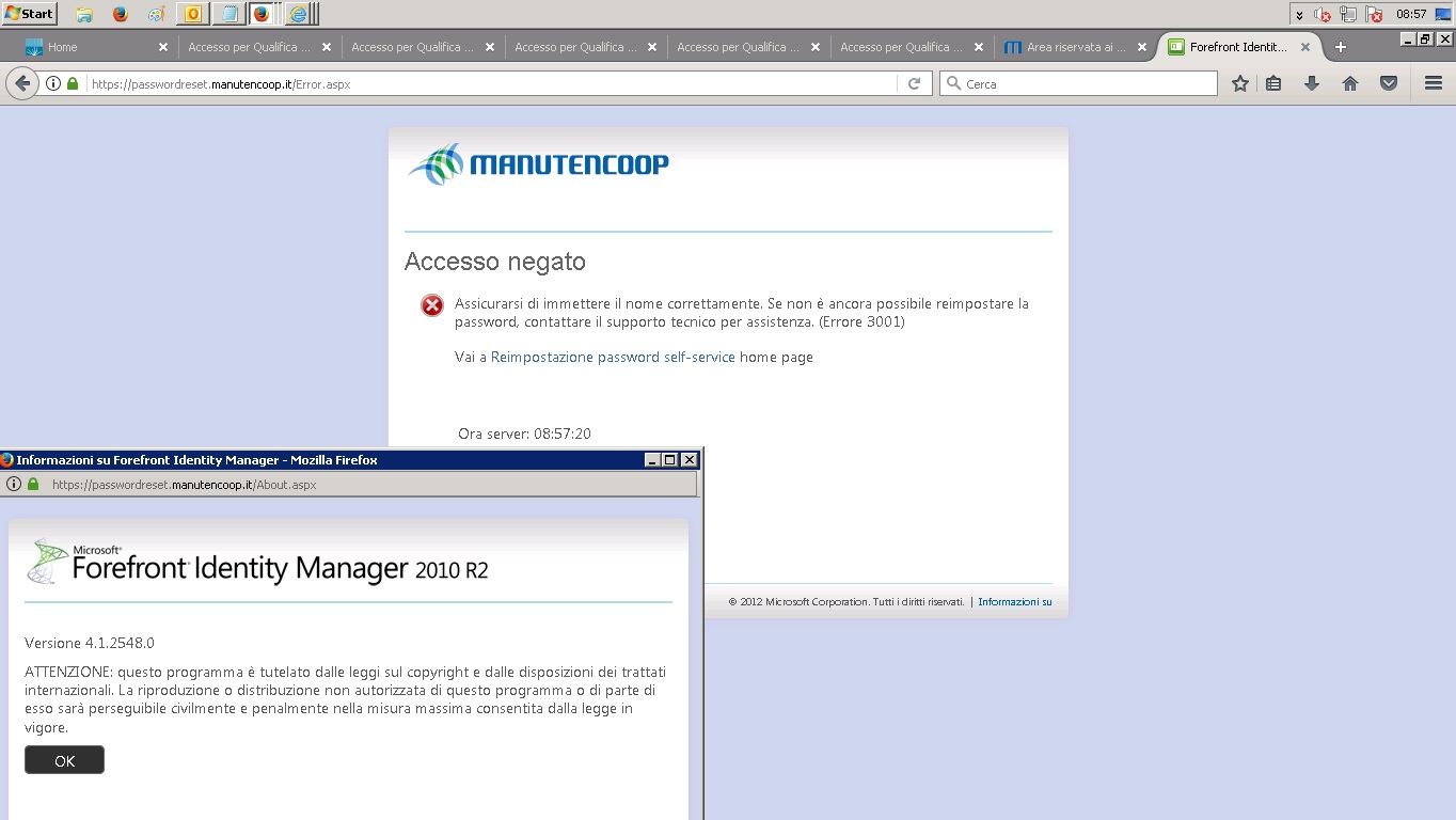 Problemi di password sul sito Manutencoop Problemi di password sul sito Manutencoop