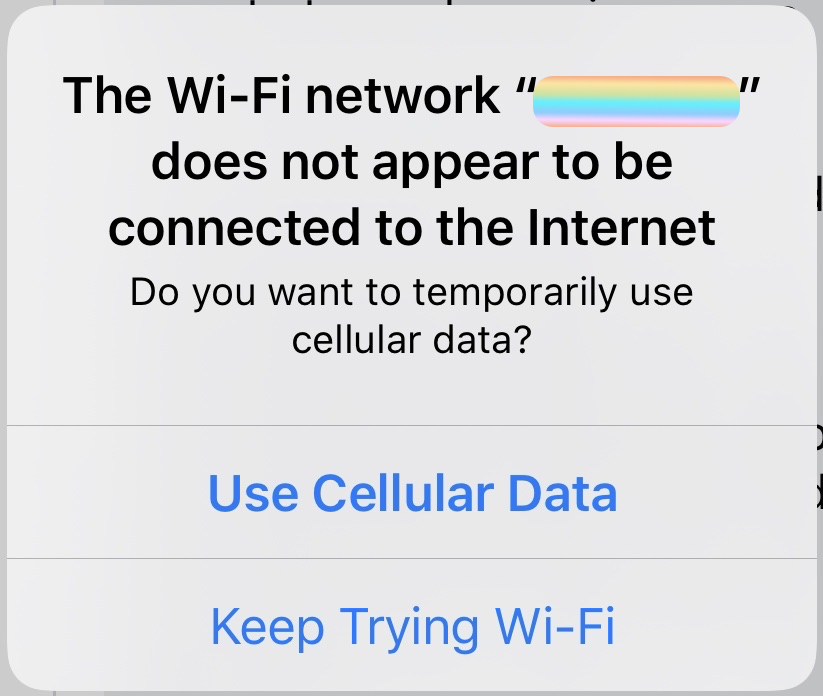 iOS 13 propone di usare la connessione cellulare quando il Wi-Fi è scollegato iOS 13 propone di usare la connessione cellulare quando il Wi-Fi è scollegato